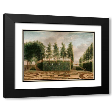 A Formal Garden Black Modern Wood Framed Art Print with Double Matting by Janson, Johannes
