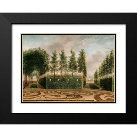 A Formal Garden Black Modern Wood Framed Art Print with Double Matting by Janson, Johannes