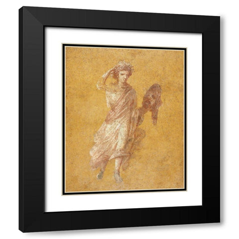 Fragment of a Yellow Fresco Panel with Muse Black Modern Wood Framed Art Print with Double Matting by Artisan, Unknown 1st Century Roman