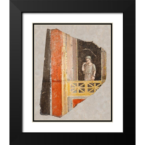 Fresco Fragment: Woman on a Balcony Black Modern Wood Framed Art Print with Double Matting by Artisan, Unknown 1st Century Roman