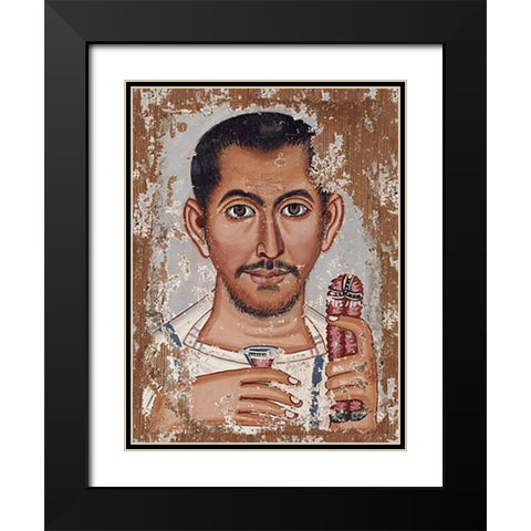 Mummy Portrait of a Bearded Man Black Modern Wood Framed Art Print with Double Matting by Brooklyn Painter
