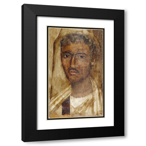 Mummy Portrait of a Man Black Modern Wood Framed Art Print with Double Matting by Artisan, Unknown 2nd Century Romano-Egyptian