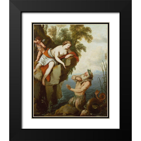 Glaucus and Scylla Black Modern Wood Framed Art Print with Double Matting by de La Hyre, Laurent