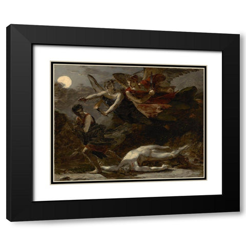 Justice and Divine Vengeance Pursuing Crime Black Modern Wood Framed Art Print with Double Matting by Prudhon, Pierre-Paul