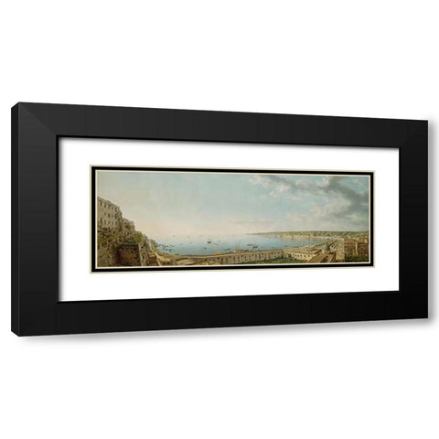 A View of the Bay of Naples, Looking Southwest from the Pizzofalcone towards Capo di Vintageilippo Black Modern Wood Framed Art Print with Double Matting by Lusieri, Giovanni Battista