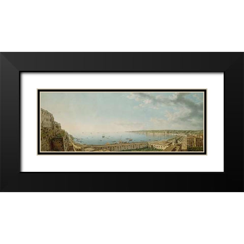 A View of the Bay of Naples, Looking Southwest from the Pizzofalcone towards Capo di Vintageilippo Black Modern Wood Framed Art Print with Double Matting by Lusieri, Giovanni Battista