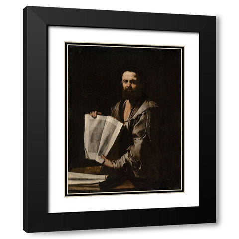 Euclid Black Modern Wood Framed Art Print with Double Matting by de Ribera, Jusepe