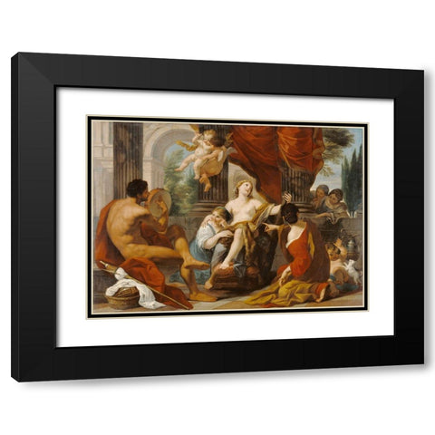 Hercules and Omphale Black Modern Wood Framed Art Print with Double Matting by Garzi, Luigi