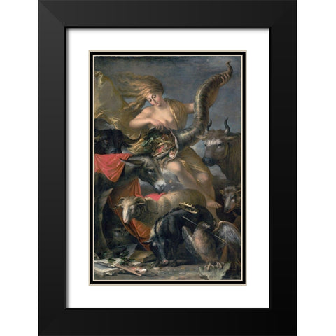 Allegory of Fortune Black Modern Wood Framed Art Print with Double Matting by Rosa, Salvator