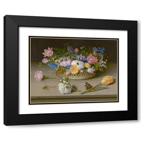 Flower Still Life Black Modern Wood Framed Art Print with Double Matting by Bosschaert, Ambrosius