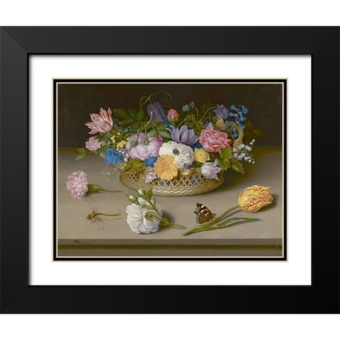 Flower Still Life Black Modern Wood Framed Art Print with Double Matting by Bosschaert, Ambrosius