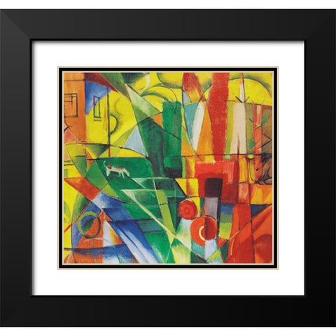 Landscape with House, Dog and Cattle, 1914 Black Modern Wood Framed Art Print with Double Matting by Marc, Franz