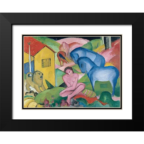 The Dream, 1912 Black Modern Wood Framed Art Print with Double Matting by Marc, Franz