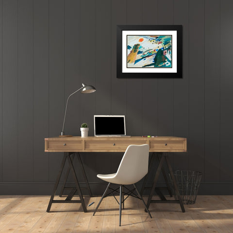 Romantic Landscape, 1911 Black Modern Wood Framed Art Print with Double Matting by Kandinsky, Wassily