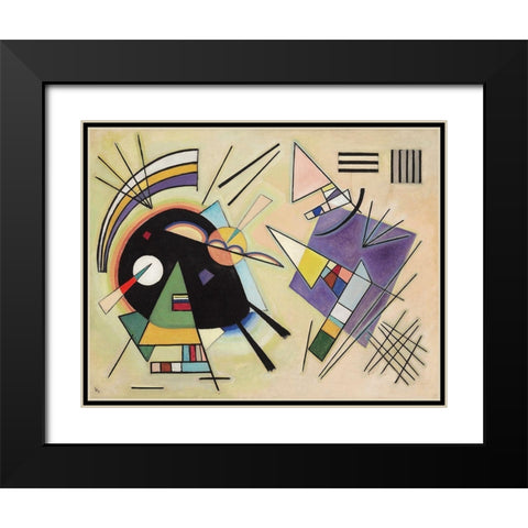 Black and Violet, 1923 Black Modern Wood Framed Art Print with Double Matting by Kandinsky, Wassily