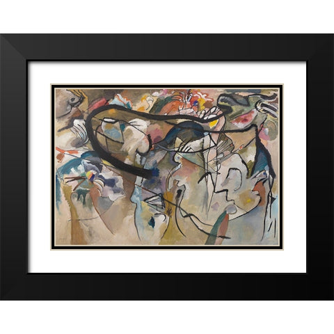 Composition V, 1911 Black Modern Wood Framed Art Print with Double Matting by Kandinsky, Wassily