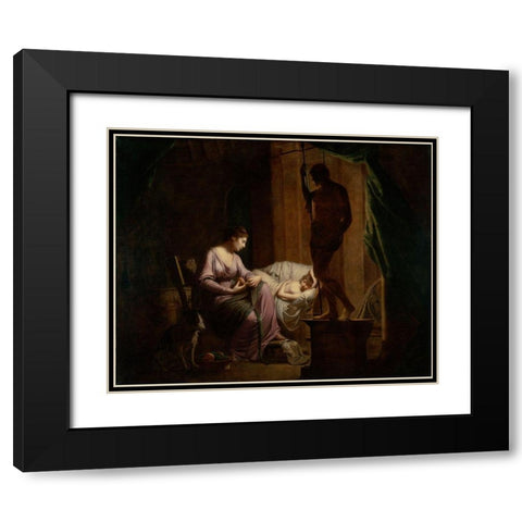 Penelope Unraveling Her Web Black Modern Wood Framed Art Print with Double Matting by Wright, Joseph