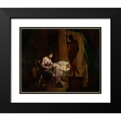 Penelope Unraveling Her Web Black Modern Wood Framed Art Print with Double Matting by Wright, Joseph