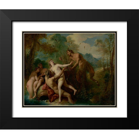 Pan and Syrinx Black Modern Wood Framed Art Print with Double Matting by de Troy, Jean-Francois
