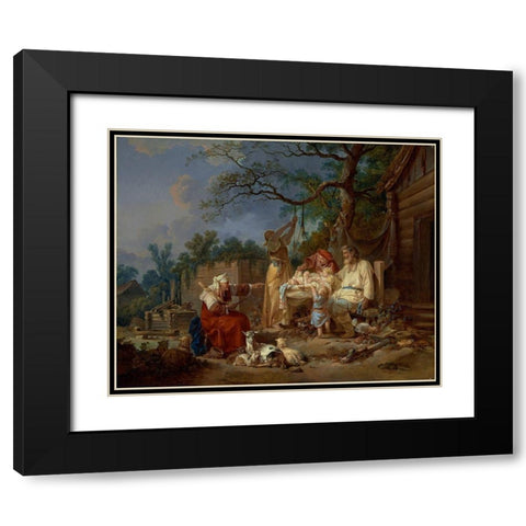 The Russian Cradle Black Modern Wood Framed Art Print with Double Matting by Le Prince, Jean-Baptiste