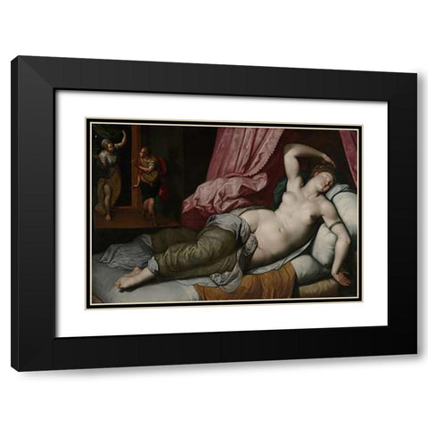 Paris Being Admitted to the Bedchamber of Helen Black Modern Wood Framed Art Print with Double Matting by De Backer, Jacob