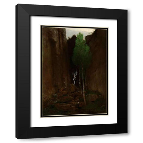 Quell in einer Felsschlucht (Spring in a Narrow Gorge) Black Modern Wood Framed Art Print with Double Matting by Boulin, Arnold