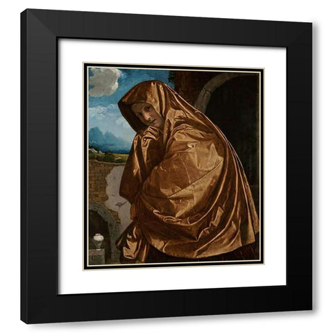 Saint Mary Magdalene at the SepulMuseume Black Modern Wood Framed Art Print with Double Matting by Savoldo, Giovanni Girolamo