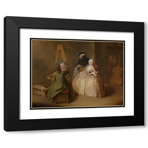 The Painter in His Studio Black Modern Wood Framed Art Print with Double Matting by Longhi, Pietro
