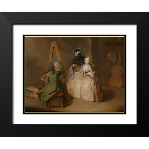 The Painter in His Studio Black Modern Wood Framed Art Print with Double Matting by Longhi, Pietro