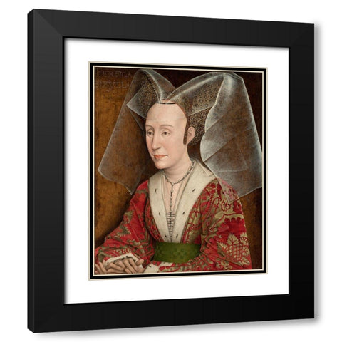 Portrait of Isabella of Portugal Black Modern Wood Framed Art Print with Double Matting by Van der Weyden, Rogier