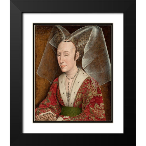 Portrait of Isabella of Portugal Black Modern Wood Framed Art Print with Double Matting by Van der Weyden, Rogier