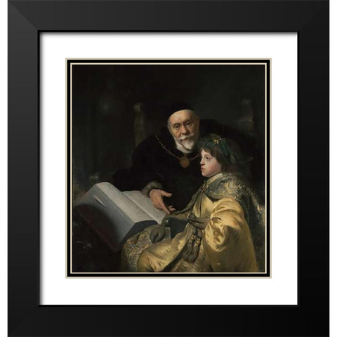 Prince Charles Louis of the Palatinate with his Tutor Wolrad von Plessen in Historical Dress Black Modern Wood Framed Art Print with Double Matting by Lievens, Jan