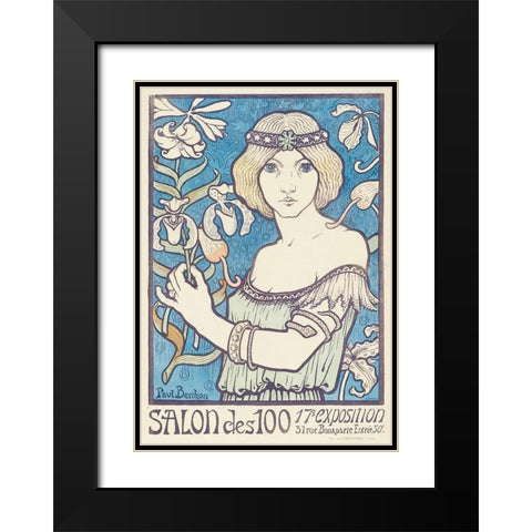 Salon des Cent Black Modern Wood Framed Art Print with Double Matting by Berthon, Paul