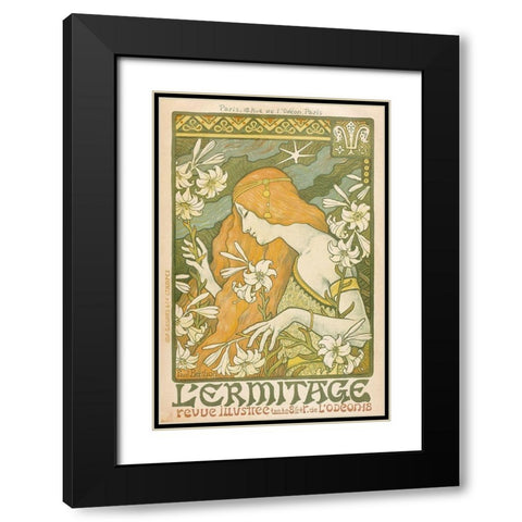 LErmitage Black Modern Wood Framed Art Print with Double Matting by Berthon, Paul