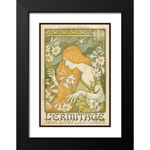 LErmitage Black Modern Wood Framed Art Print with Double Matting by Berthon, Paul