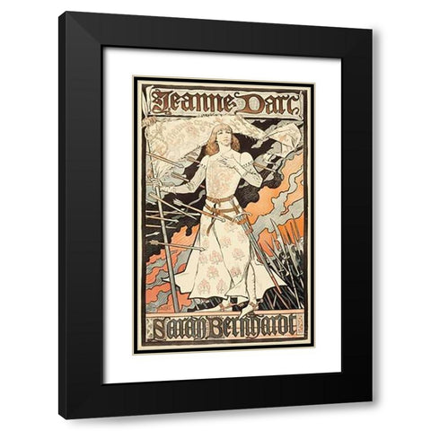 Jeanne dArc-Sarah Bernhardt Black Modern Wood Framed Art Print with Double Matting by Grasset, Grasset