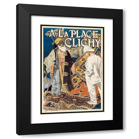 A la Place Clichy Black Modern Wood Framed Art Print with Double Matting by Grasset, Eugene Samuel