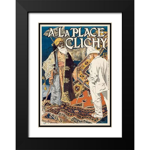 A la Place Clichy Black Modern Wood Framed Art Print with Double Matting by Grasset, Eugene Samuel