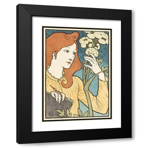Salon des Cent Black Modern Wood Framed Art Print with Double Matting by Grasset, Eugene Samuel