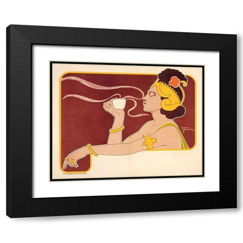 Rajah Black Modern Wood Framed Art Print with Double Matting by Meunier, Henri Georges Jean Isidore