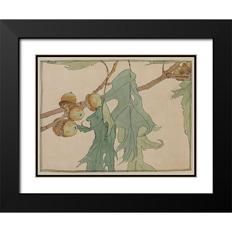 Oak/Acorns Black Modern Wood Framed Art Print with Double Matting by Overbeck, Hannah Borger