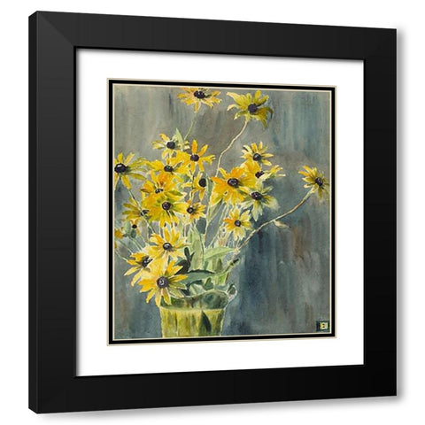 Vase with Blackeyed Susans Black Modern Wood Framed Art Print with Double Matting by Overbeck, Hannah Borger