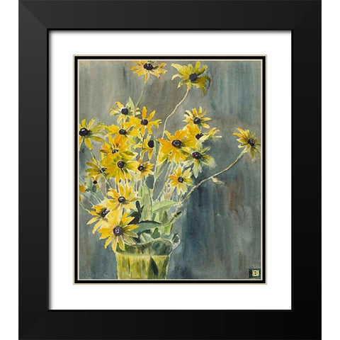 Vase with Blackeyed Susans Black Modern Wood Framed Art Print with Double Matting by Overbeck, Hannah Borger