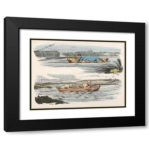 Fowling Working Up To A Wake And Panting, 1817 Black Modern Wood Framed Art Print with Double Matting by Alken, Henry Thomas