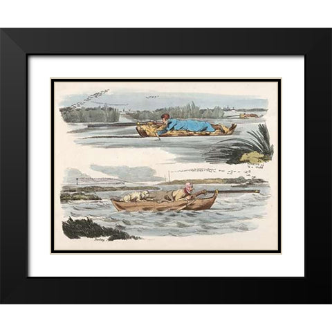 Fowling Working Up To A Wake And Panting, 1817 Black Modern Wood Framed Art Print with Double Matting by Alken, Henry Thomas