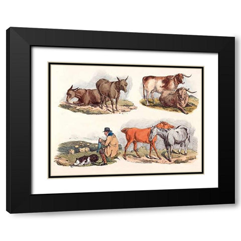 Knitting Shepherd, 1817 Black Modern Wood Framed Art Print with Double Matting by Alken, Henry Thomas