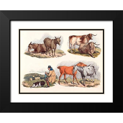 Knitting Shepherd, 1817 Black Modern Wood Framed Art Print with Double Matting by Alken, Henry Thomas