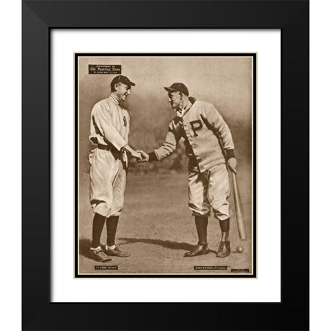 Ty Cobb And Honus Wagner, 1880 Black Modern Wood Framed Art Print with Double Matting by Leopold Morse Goulston Baseball Collection,