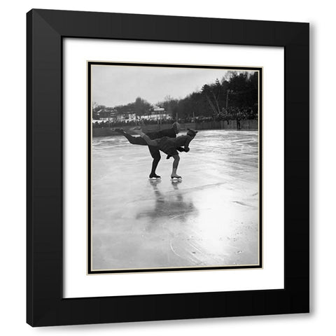 Winter Sports, Figure Skating. Hanover, New Hampshire, 1936 Black Modern Wood Framed Art Print with Double Matting by Rothstein, Arthur
