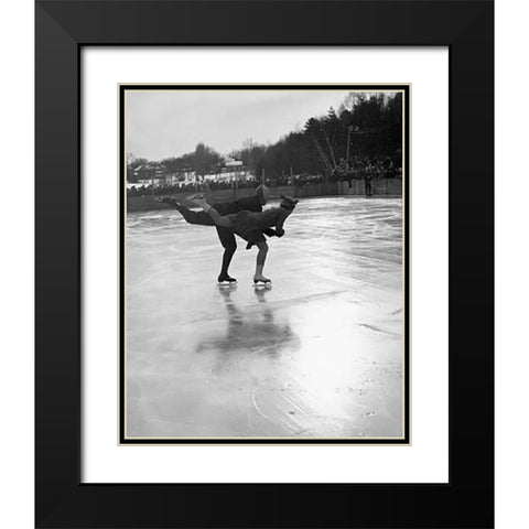 Winter Sports, Figure Skating. Hanover, New Hampshire, 1936 Black Modern Wood Framed Art Print with Double Matting by Rothstein, Arthur